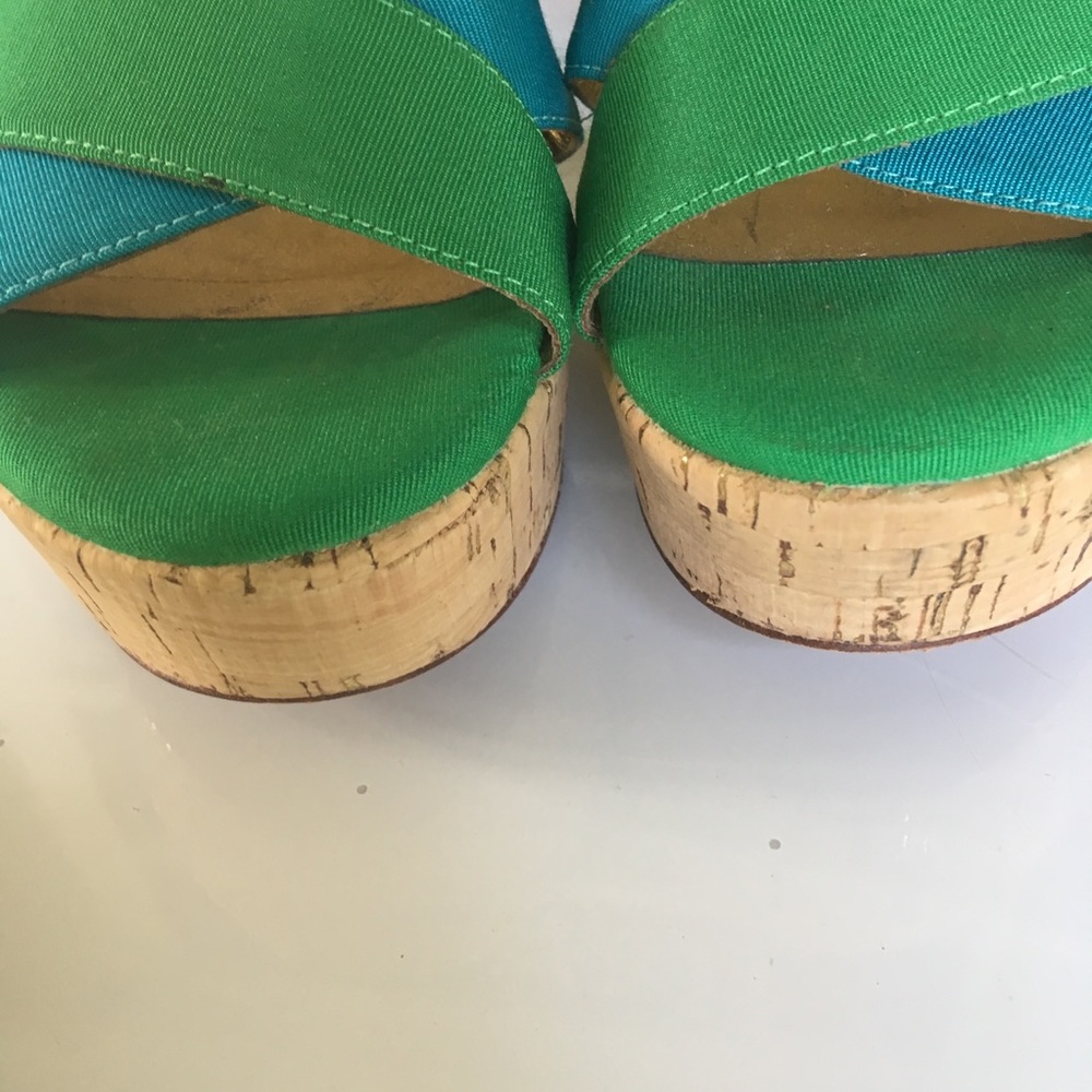 3/$50 Kate Spade Block heels Size 10. Blue/green - Picture 5 of 7